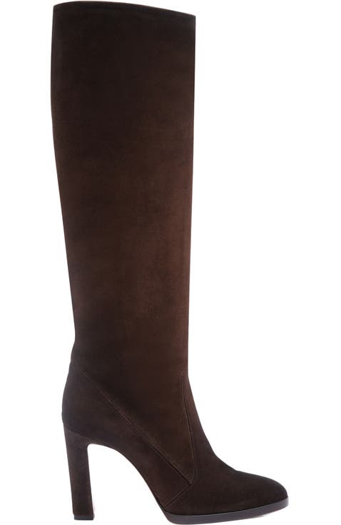 Women's suede high-heel boot