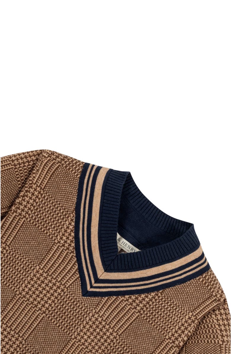 Hope & Henry Baby Boys' Organic Intarsia Cricket Sweater, Infant, Alternate, color, Brown Glen Plaid Intarsia