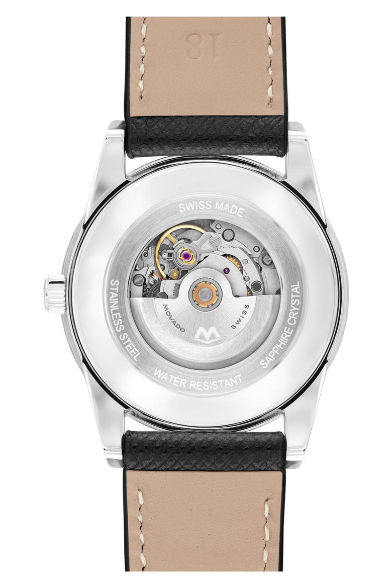 Museum Classic Automatic Leather Strap Watch, 33mm, Alternate, color, PURPLE/ BLACK