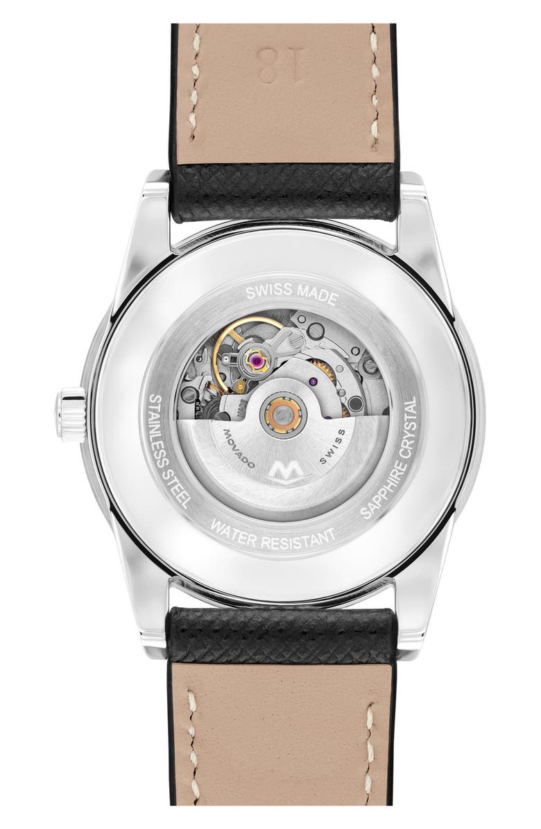 Movado Museum Classic Automatic Leather Strap Watch, 33mm, Alternate, color, Purple/ Black