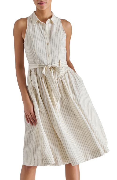Steve Madden Mary Pinstripe Sleeveless Shirtdress In Neutral