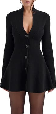 HOUSE OF CB Aubrey Wool Blend Peplum Cardigan