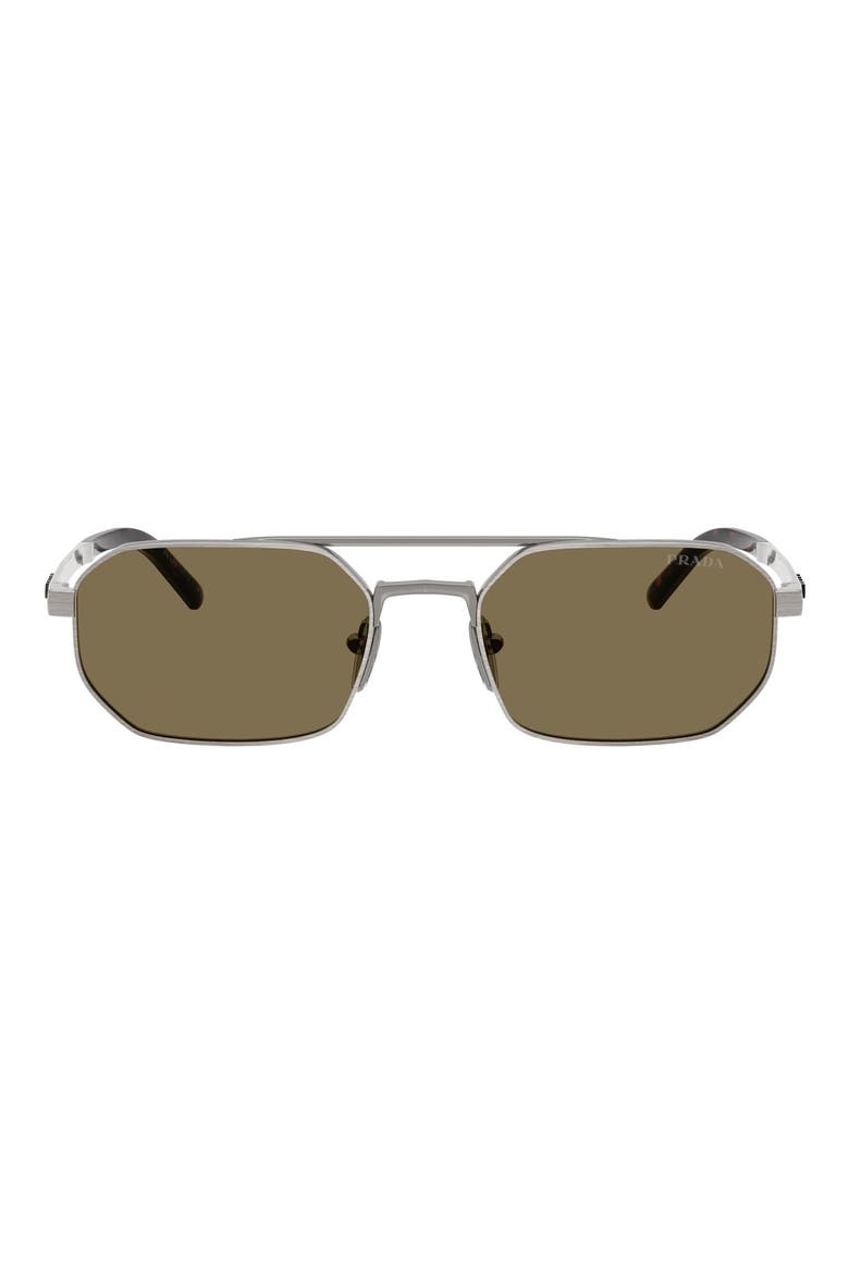 55mm Irregular Sunglasses, Main, color, SATIN GUNMETAL / LIGHT BROWN