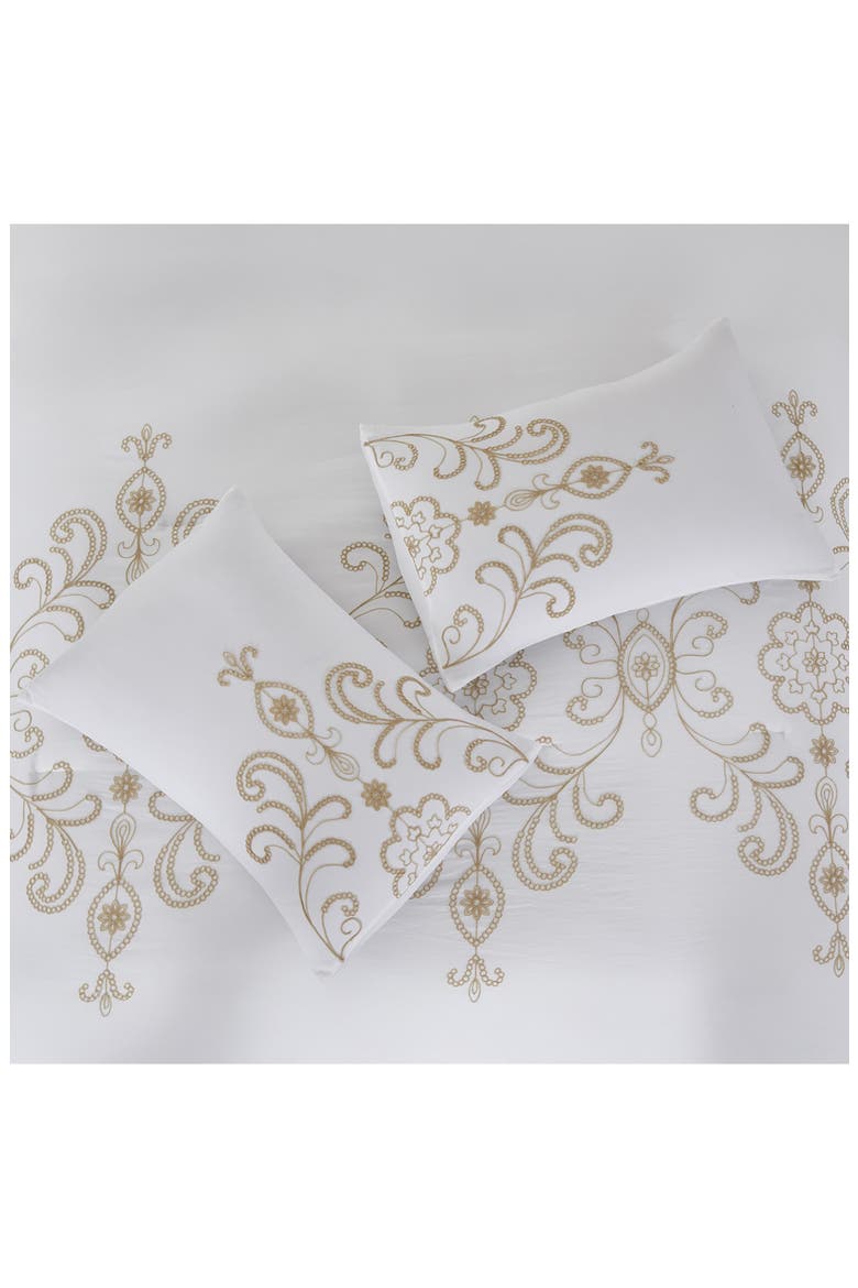 Sabrina 5-Piece Comforter Set, Alternate, color, WHITE WITH GOLD EMBROIDERY