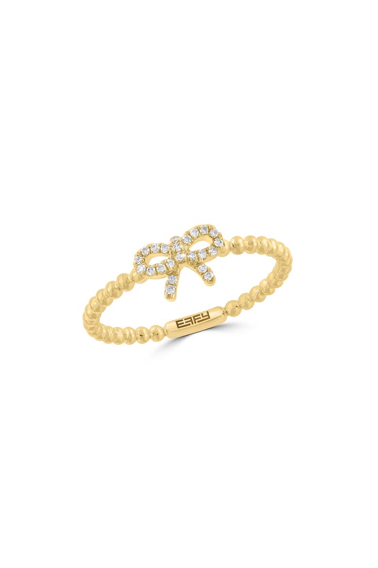 Diamond Bow Bead Shaped Ring, Main, color, GOLD
