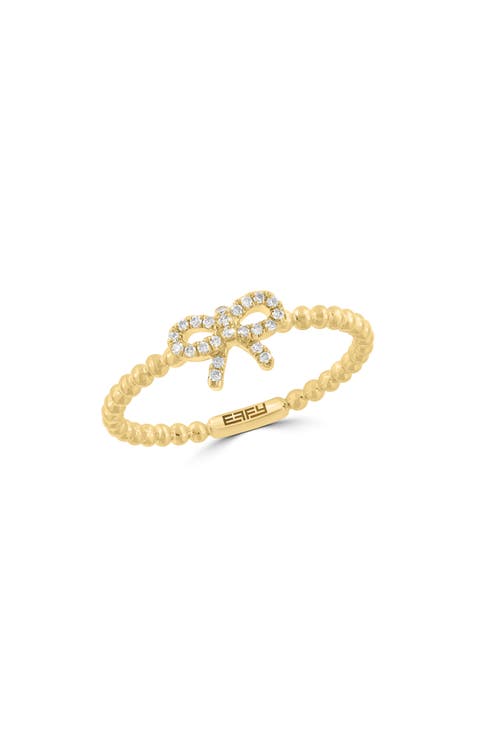 Diamond Bow Bead Shaped Ring