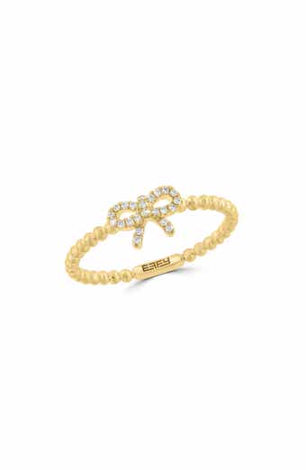 Diamond Bow Bead Shaped Ring