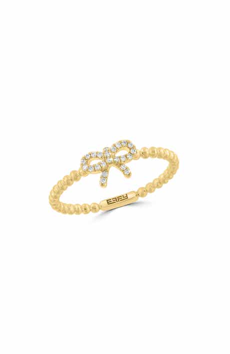 Diamond Bow Bead Shaped Ring