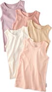BUTTERBLU Kids' Malone Organic Cotton Assorted 5-Pack Muscle Tanks