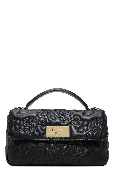 Lia Faux Leather Rose Quilted Crossbody Bag