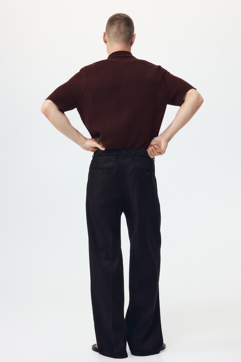 Regular Fit Hole-knit Shirt, Alternate, color, Dark brown