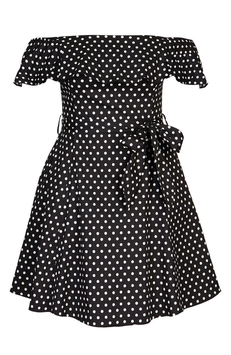 City Chic Sweet Off the Shoulder Fit & Flare Dress, Alternate, color, 