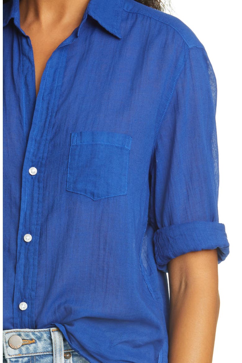 Eileen Tissue Button-Up Shirt, Alternate, color, COBALT VOILE