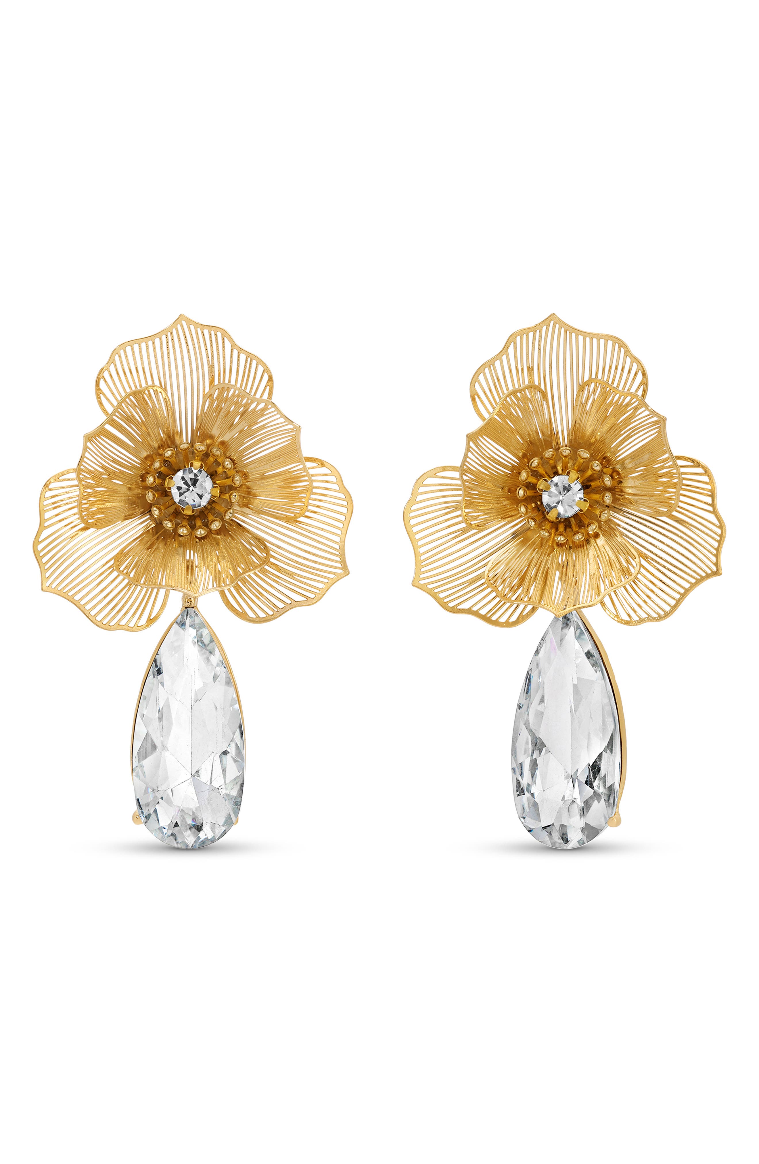 EYE CANDY LOS ANGELES Beatrice Flower Crystal Drop Earrings