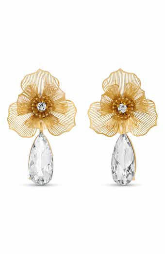 Beatrice Flower Crystal Drop Earrings