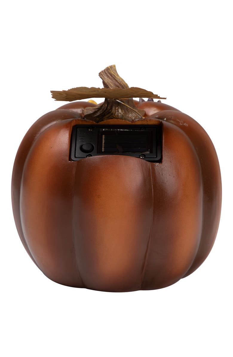 Northlight Solar Powered Floral Pumpkin Outdoor Fall Harvest Decoration - 7.25", Alternate, color, 