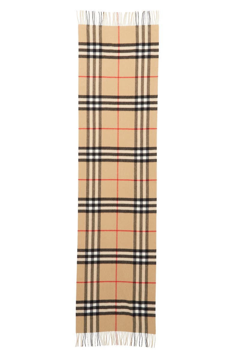 Burberry Giant Check Washed Cashmere Scarf, Main, color, Archive Beige