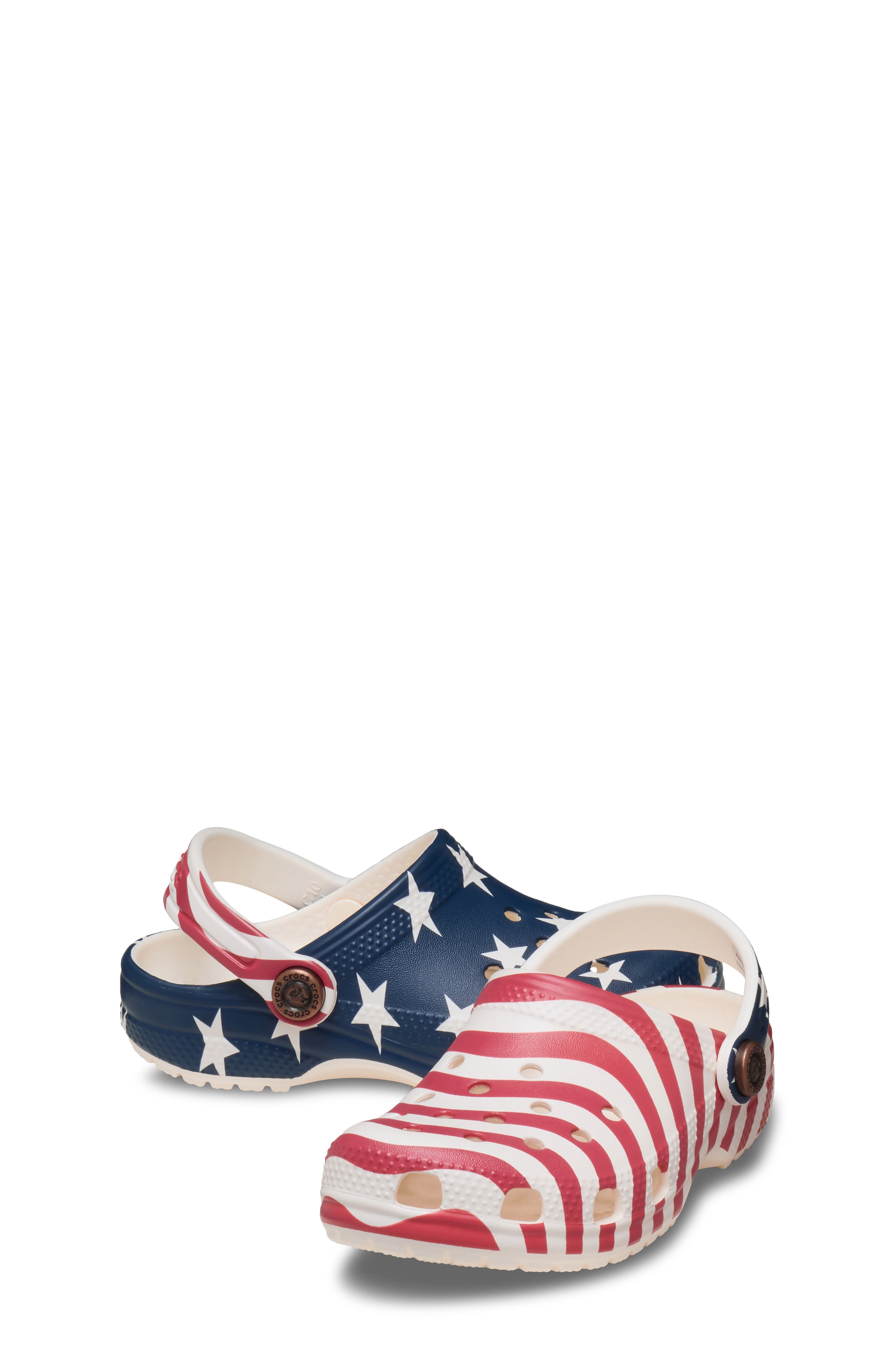 CROCS Kids' Classic American Flag Clog, Alternate, color, Chalk/Multi