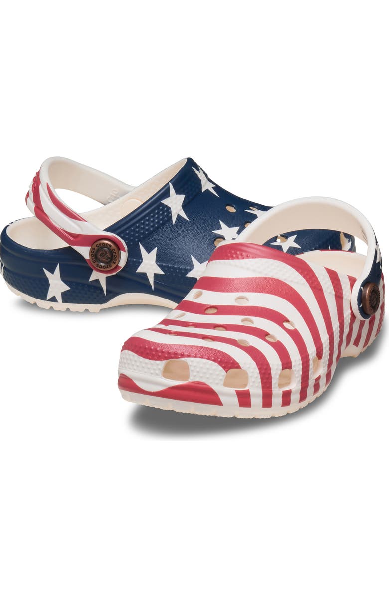 CROCS Kids' Classic American Flag Clog, Alternate, color, Chalk/Multi