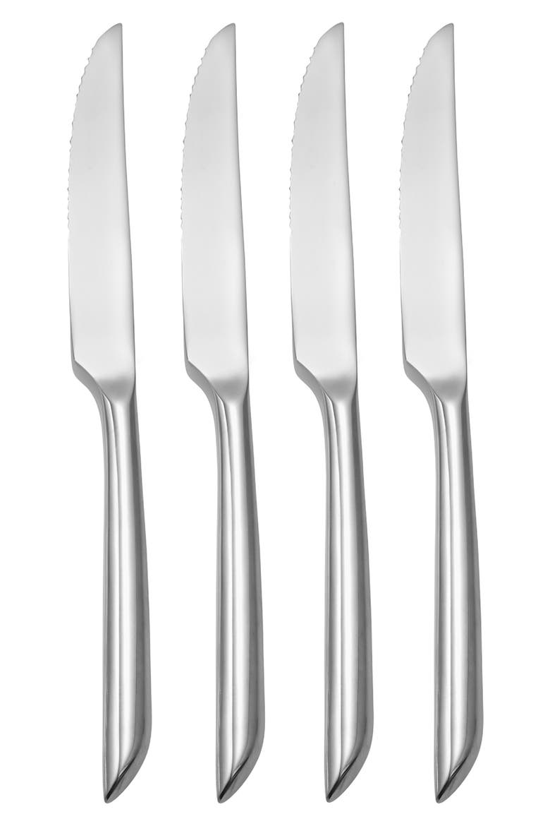 Frond Set of 4 Steak Knives, Main, color, METALLIC SILVER
