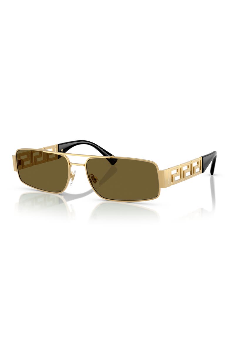 60mm Rectangular Sunglasses, Alternate, color, GOLD / DARK BROWN