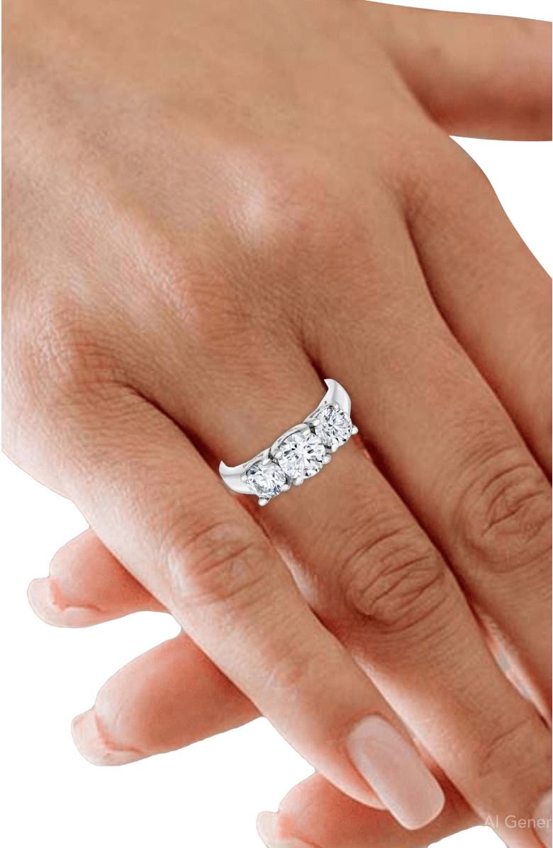 Bliss Diamond 2ct Three Stone Lab Grown Diamond Engagement Ring 14K Gold, Alternate, color, 