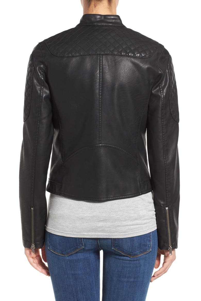 Levi's® Quilt Detail Faux Leather Racer Jacket, Alternate, color, BLACK