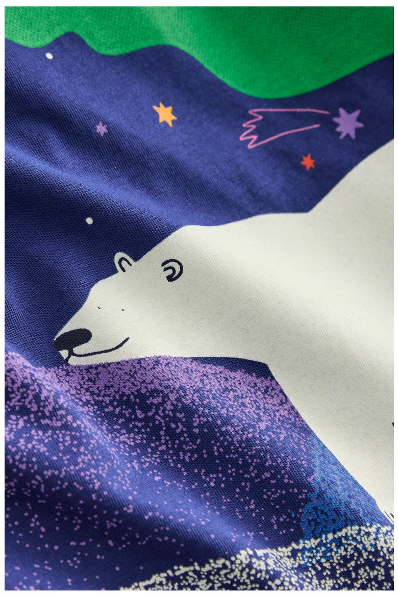 Kids' Long Sleeve Cotton Glow in the Dark Graphic T-Shirt, Alternate, color, STARBOARD BLUE NORTHERN LIGHTS