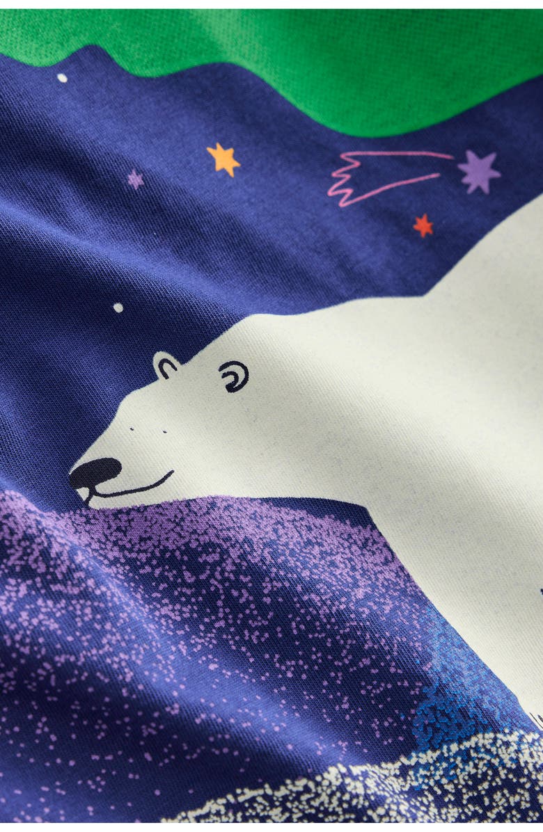 Boden Kids' Long Sleeve Cotton Glow in the Dark Graphic T-Shirt, Alternate, color, Starboard Blue Northern Lights
