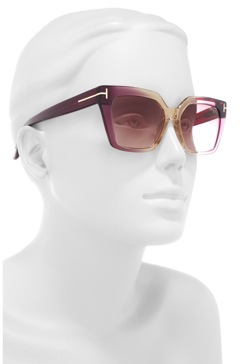 53mm Cat Eye Sunglasses, Alternate, color, VIOLET / GRADIENT MIRROR