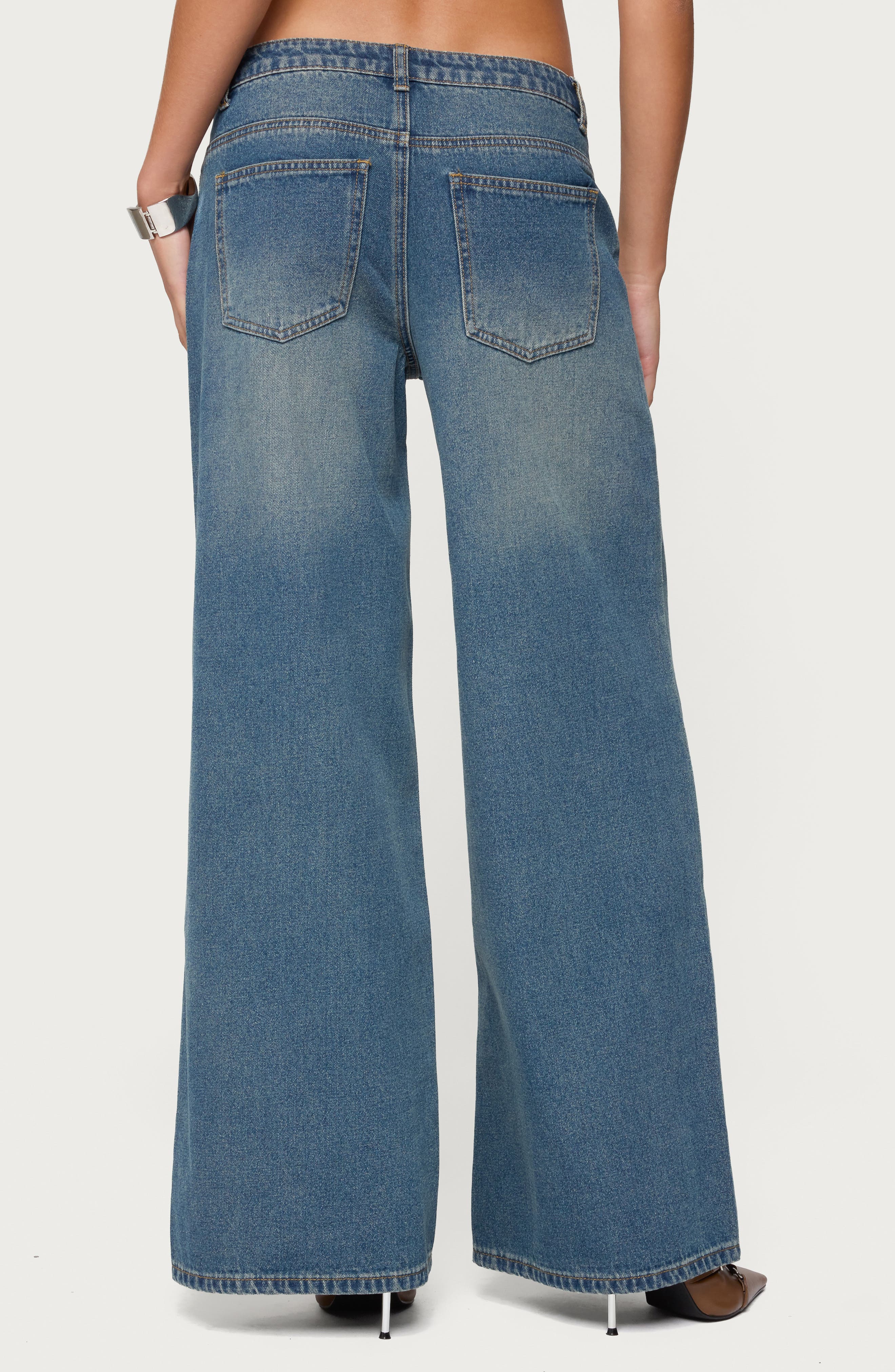 Double Buckle Low Rise Wide Leg Jeans - image 2