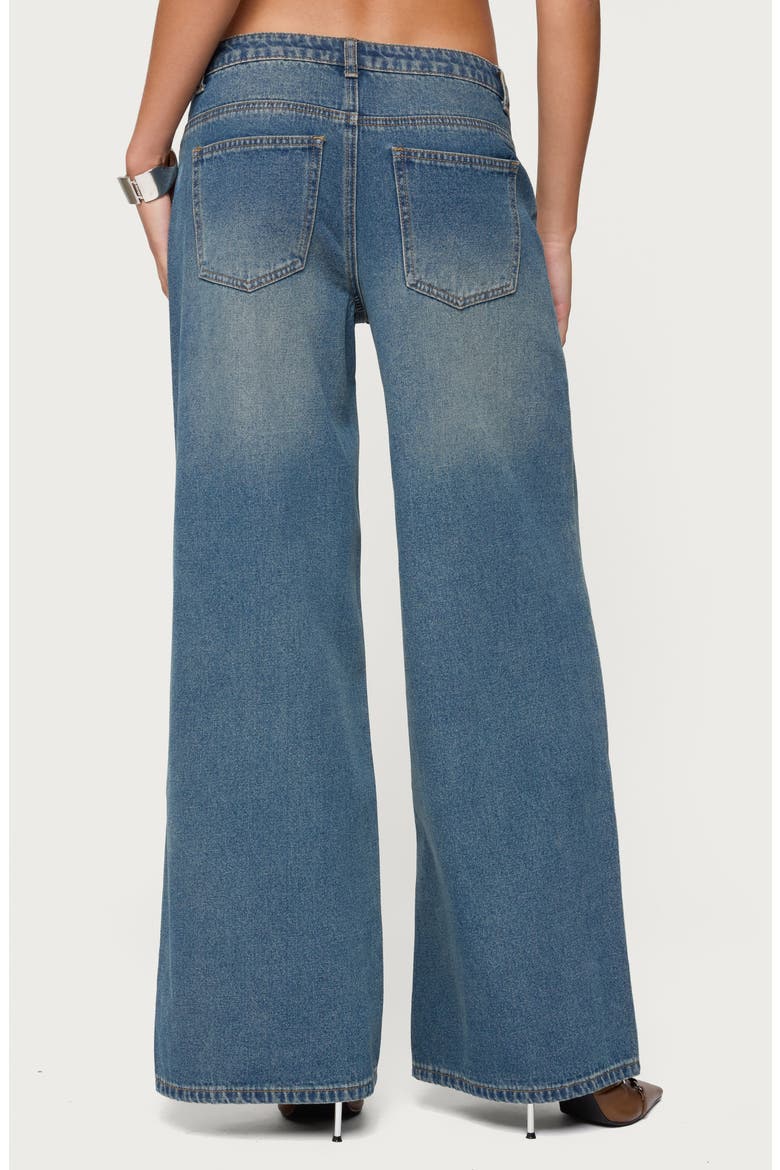 Double Buckle Low Rise Wide Leg Jeans, Alternate, color, BLUE