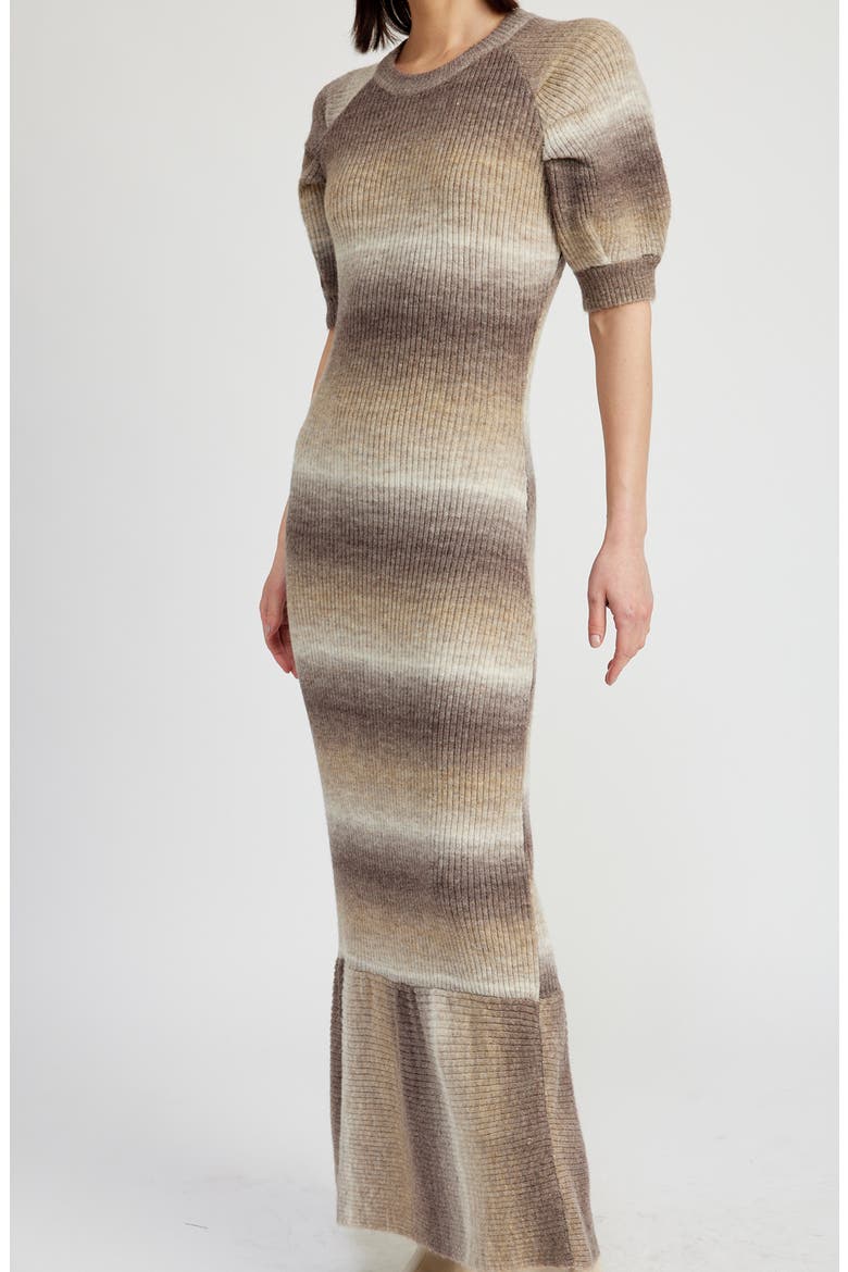 Greer Ombré Short Sleeve Sweater Dress, Alternate, color, BROWN OMBRE