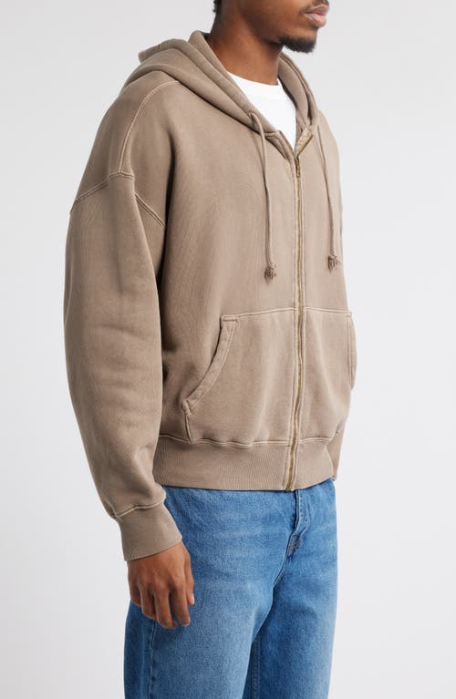 Elwood Core Oversize Terry Full Zip Hoodie In Brown