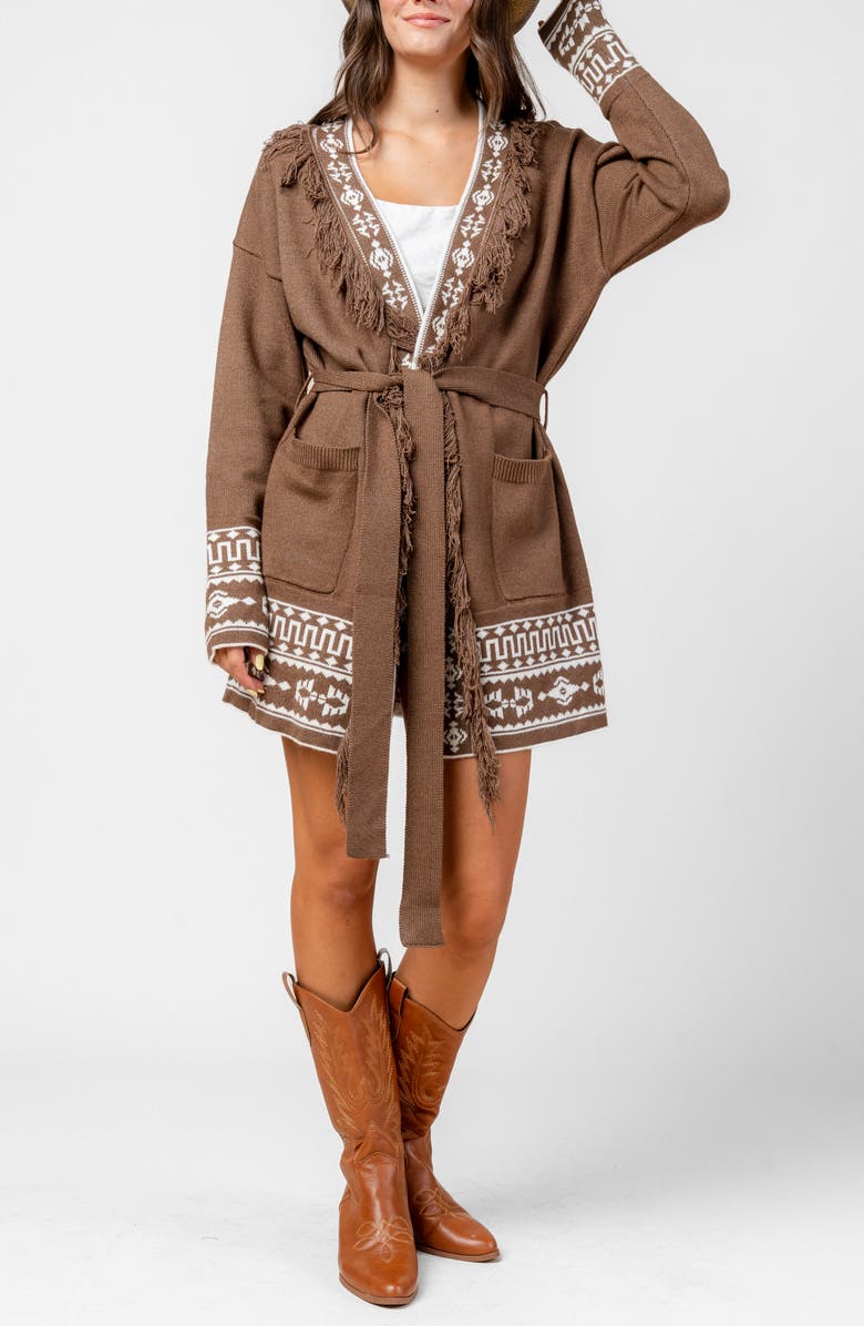 Beivy Belted Longline Cardigan, Alternate, color, Chocolate