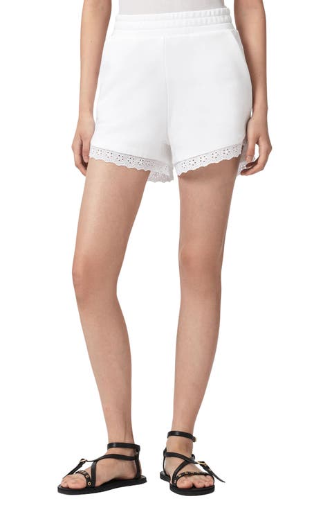 Lele Eyelet Trim Cotton Shorts