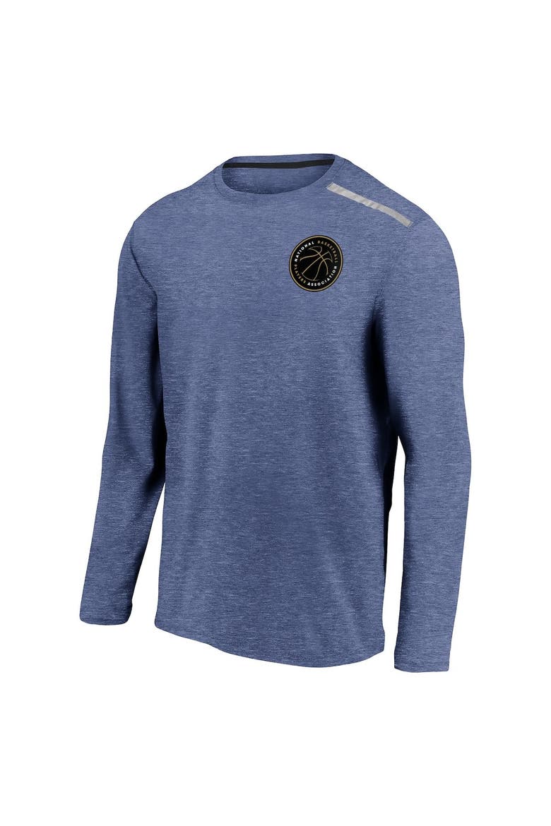 Men's Fanatics Branded Heathered Navy NBPA Behind the Arc Long Sleeve T-Shirt, Alternate, color, Heather Navy