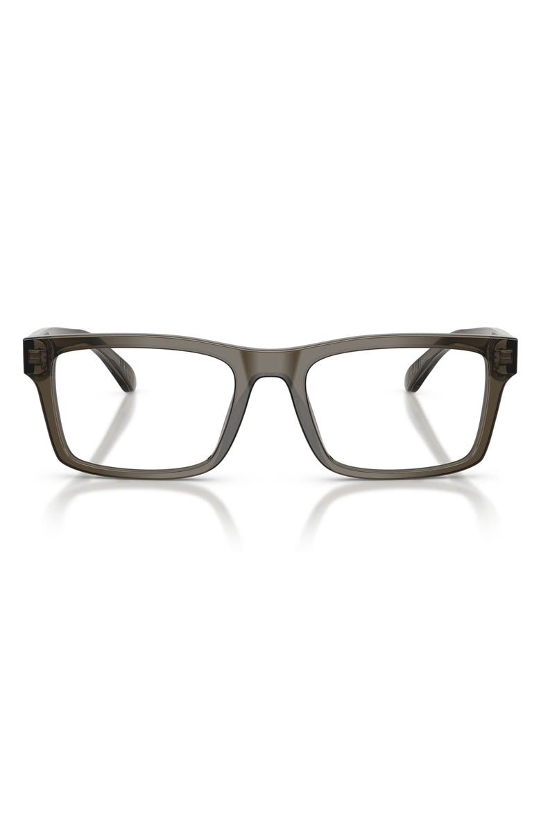 Emporio Armani 57mm Rectangle Optical Glasses, Main, color, Shiny Grey / Demo Lens