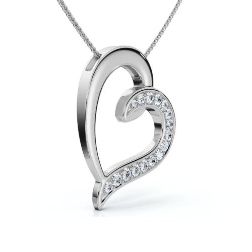 Bliss Diamond 1/2ct Diamond Heart Pendant Gold 18" Necklace Lab Grown In 10k White Gold