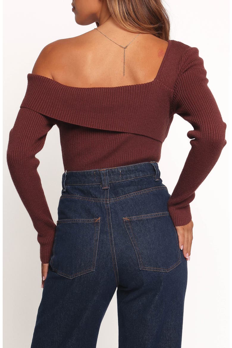 Aleena One-Shoulder Rib Sweater, Alternate, color, CHOCOLATE BROWN