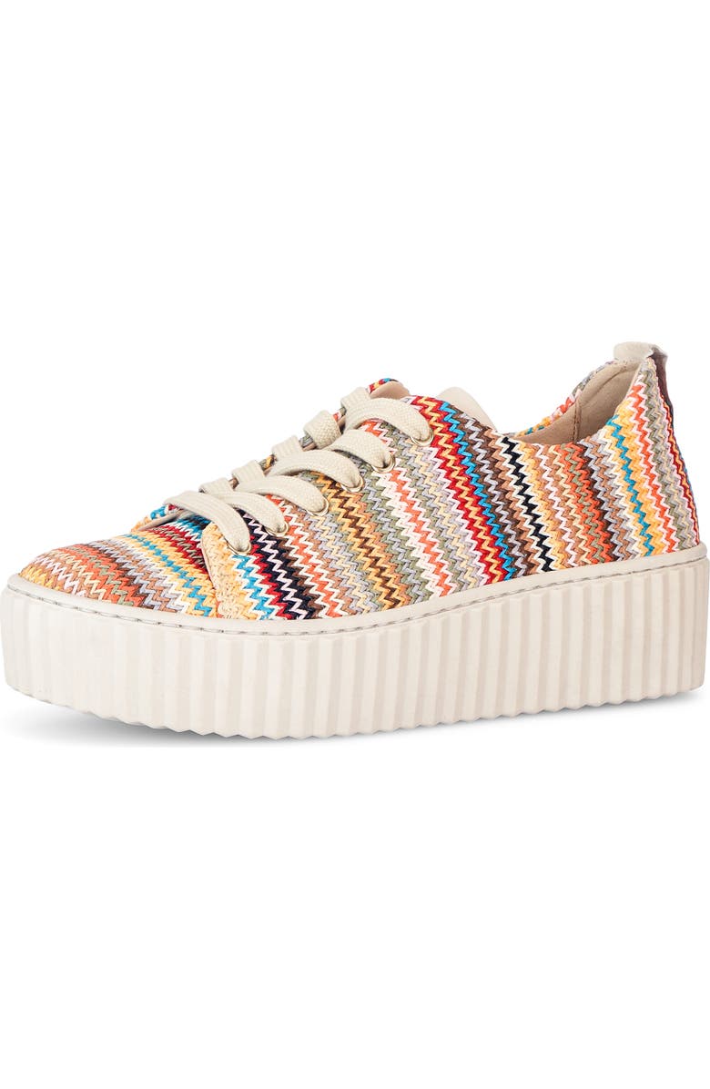 Gabor Woven Platform Sneaker, Main, color, Beige Multicolor