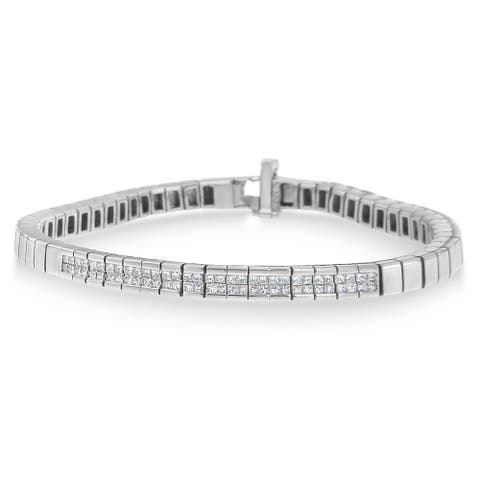 14K White Gold 1.00 cttw Princess Cut Diamond Bracelet