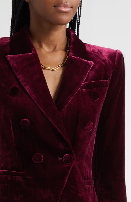 L'agence Marie Double Breasted Velvet Blazer In Burgundy