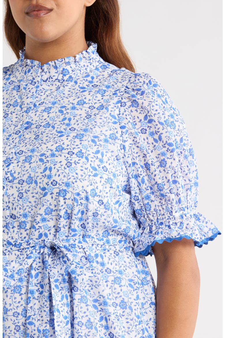 Maisie Floral Miana Cotton Shirtdress, Alternate, color, WHITE/ BLUE COMBO