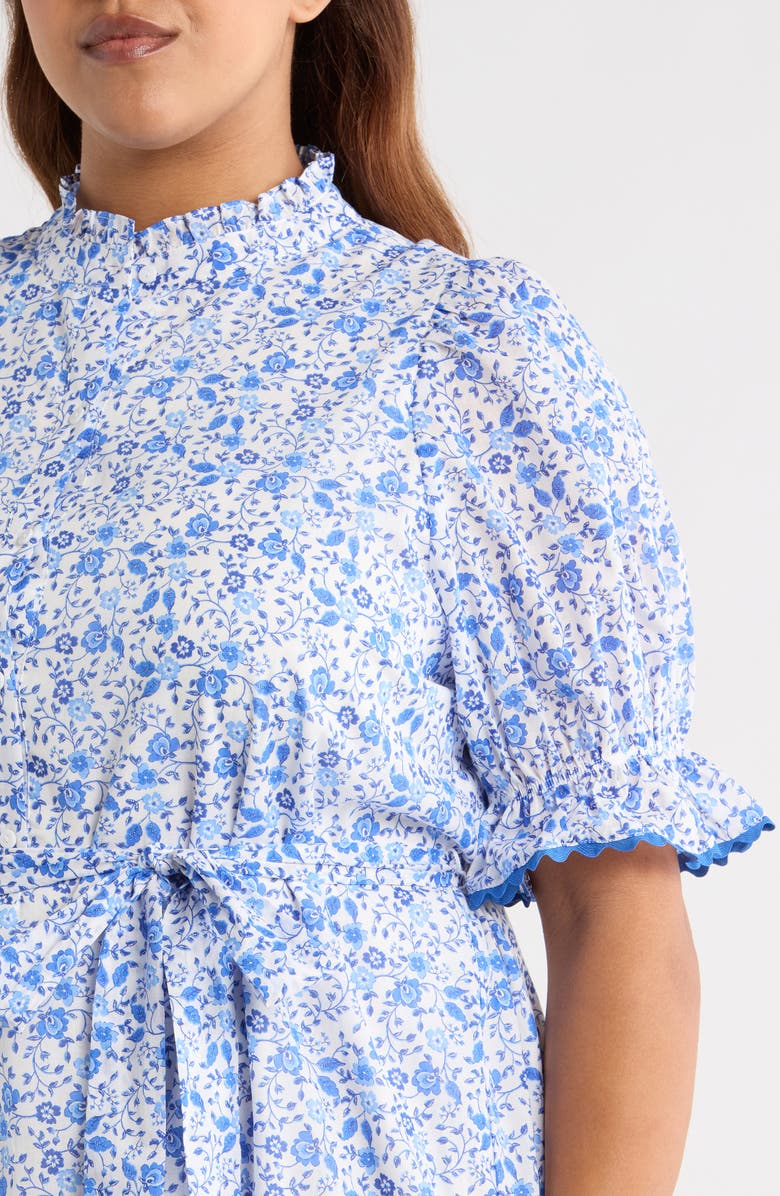 SUGARLIPS Maisie Floral Miana Cotton Shirtdress, Alternate, color, White/ Blue Combo