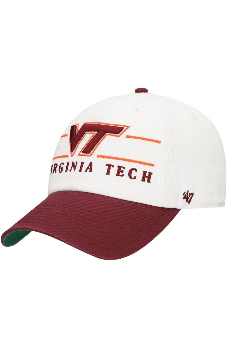 '47 Men's '47 White Virginia Tech Hokies Gridiron Clean Up Adjustable Hat, Main, color, White