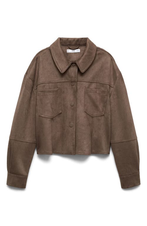 Mango Leather-effect Jacket With Pockets In Brown