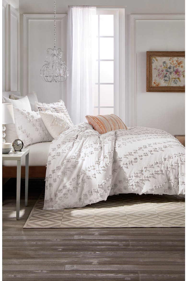 Space Dye Fringe Comforter & Sham Set, Alternate, color, GREY