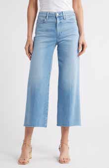 PAIGE Anessa High Waist Raw Hem Wide Leg Ankle Jeans