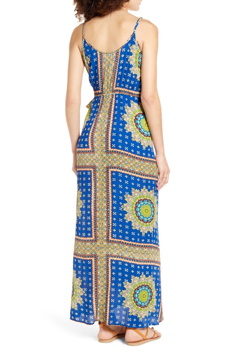 Vivian Maxi Wrap Dress, Alternate, color, ROYAL/ BEIGE